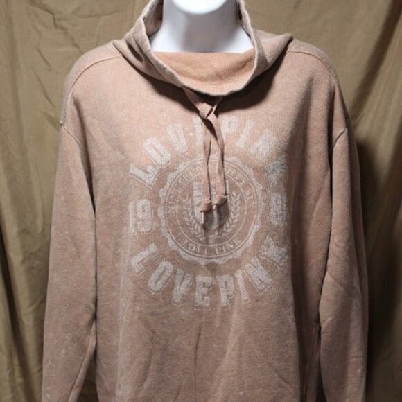 PINK Victoria's Secret XS Cowl-neck Lite Brown Sweatshirt Everyday Lounge - NWT - Picture 1 of 8